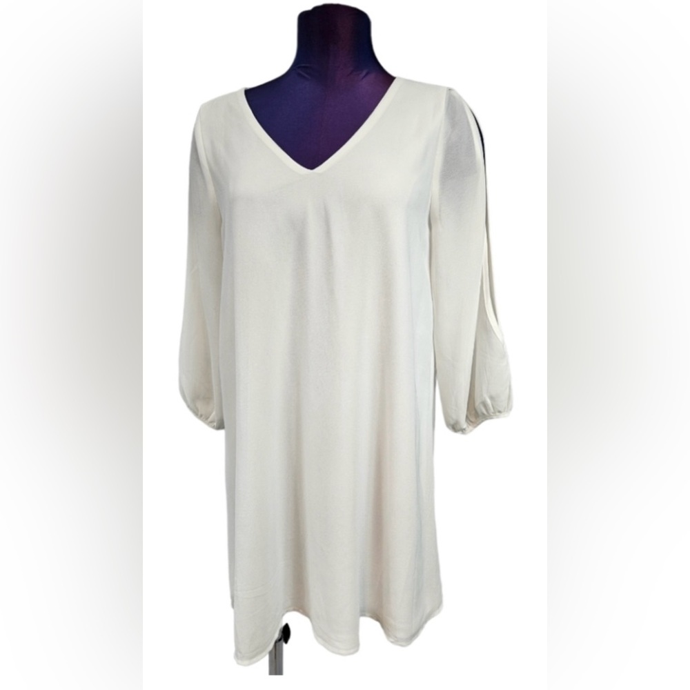 Lulu’s Shifting dears Ivory 3/4 sleeve shift dress